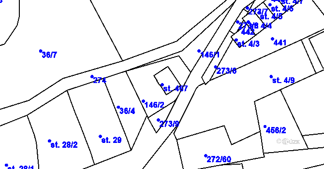 Parcela st. 467 v KÚ Staré Hory, Katastrální mapa
