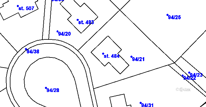 Parcela st. 484 v KÚ Staré Hory, Katastrální mapa