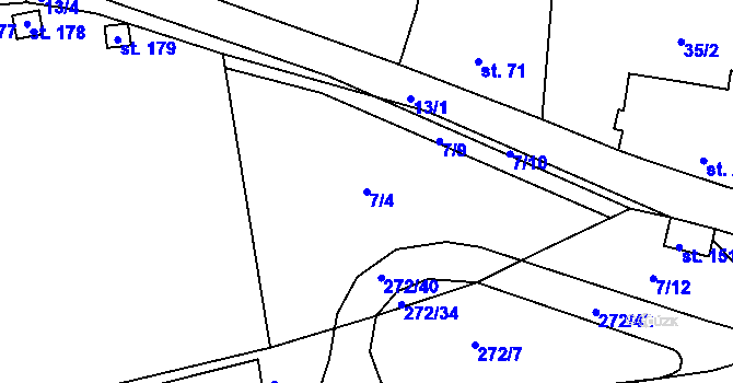 Parcela st. 7/4 v KÚ Staré Hory, Katastrální mapa