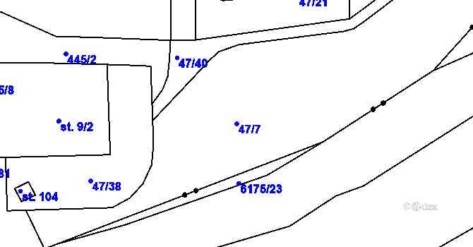Parcela st. 47/7 v KÚ Staré Hory, Katastrální mapa