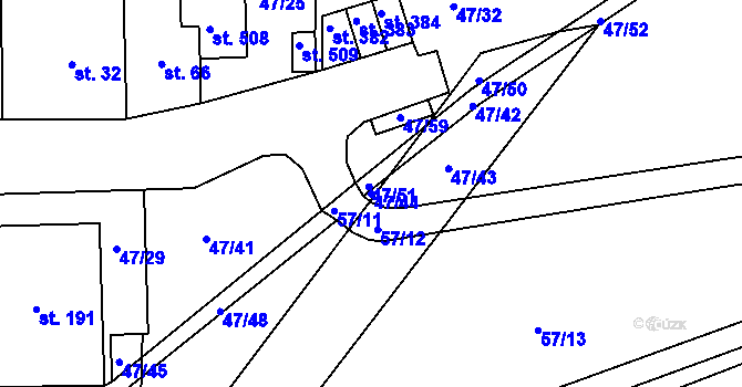 Parcela st. 47/44 v KÚ Staré Hory, Katastrální mapa
