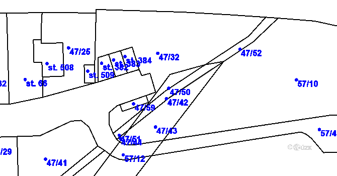 Parcela st. 47/50 v KÚ Staré Hory, Katastrální mapa