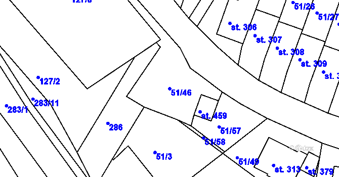 Parcela st. 51/46 v KÚ Staré Hory, Katastrální mapa