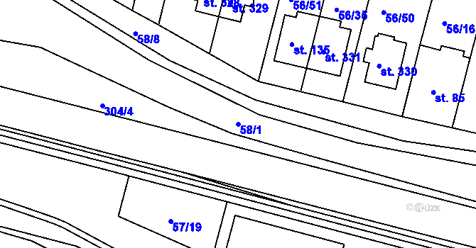Parcela st. 58/1 v KÚ Staré Hory, Katastrální mapa