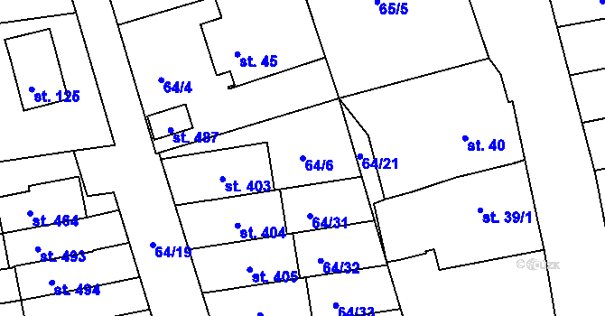 Parcela st. 64/6 v KÚ Staré Hory, Katastrální mapa