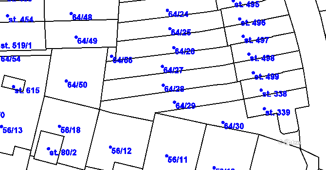 Parcela st. 64/28 v KÚ Staré Hory, Katastrální mapa