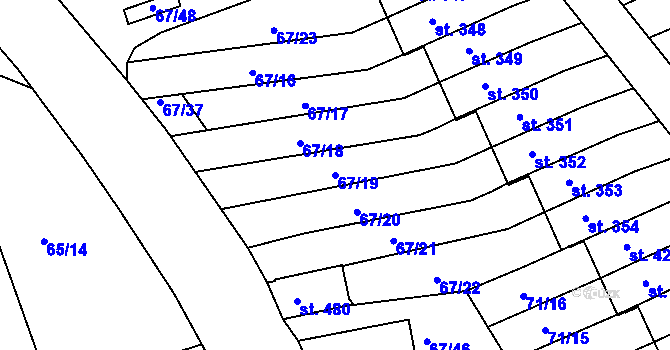 Parcela st. 67/19 v KÚ Staré Hory, Katastrální mapa