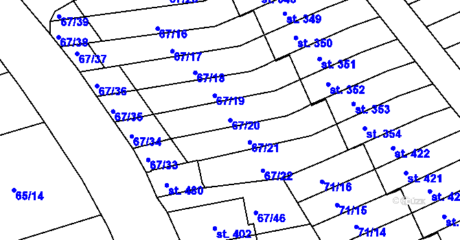 Parcela st. 67/20 v KÚ Staré Hory, Katastrální mapa