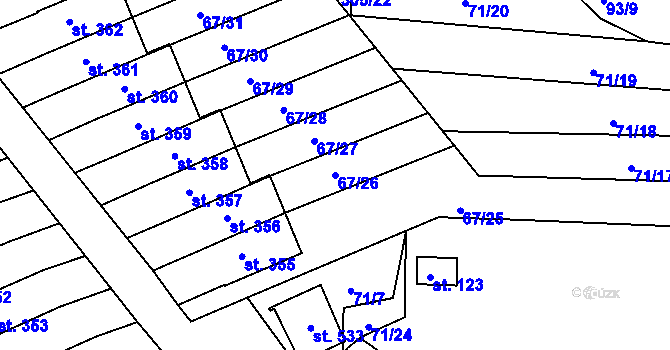 Parcela st. 67/26 v KÚ Staré Hory, Katastrální mapa