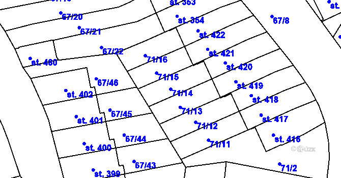 Parcela st. 71/14 v KÚ Staré Hory, Katastrální mapa
