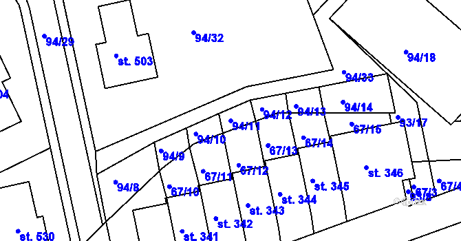 Parcela st. 94/11 v KÚ Staré Hory, Katastrální mapa