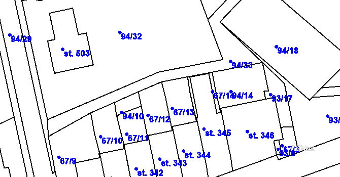 Parcela st. 94/12 v KÚ Staré Hory, Katastrální mapa