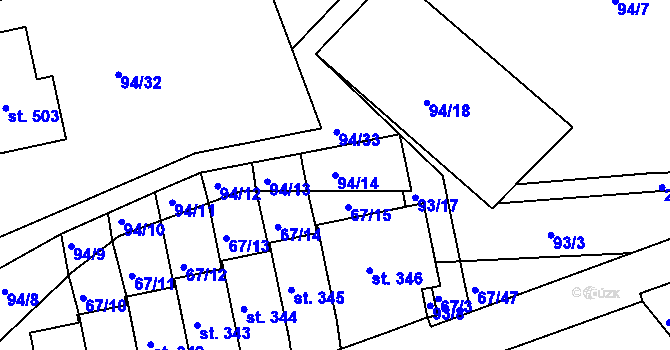 Parcela st. 94/14 v KÚ Staré Hory, Katastrální mapa