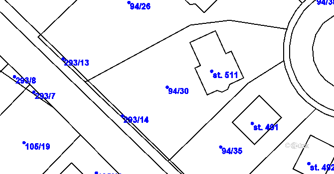 Parcela st. 94/30 v KÚ Staré Hory, Katastrální mapa