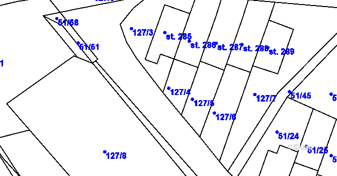 Parcela st. 127/4 v KÚ Staré Hory, Katastrální mapa