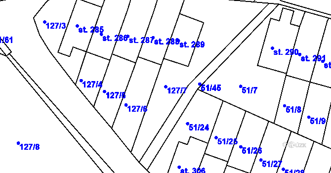 Parcela st. 127/7 v KÚ Staré Hory, Katastrální mapa