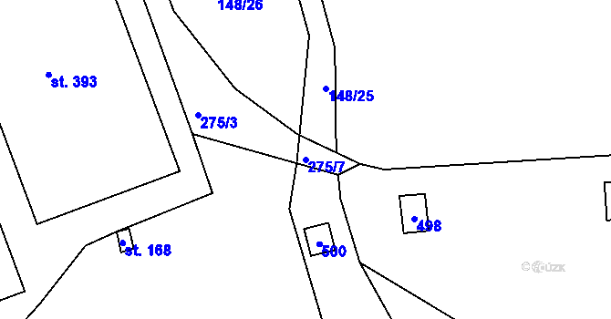 Parcela st. 275/7 v KÚ Staré Hory, Katastrální mapa