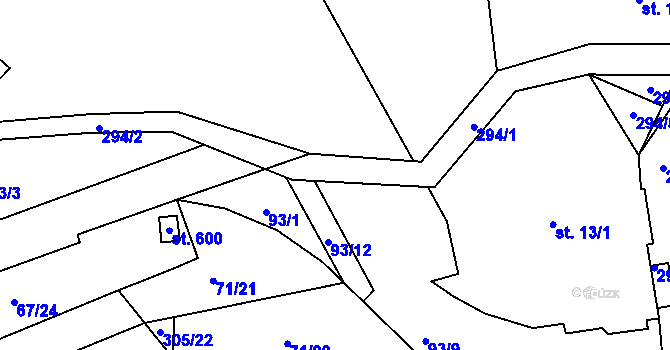 Parcela st. 294/4 v KÚ Staré Hory, Katastrální mapa