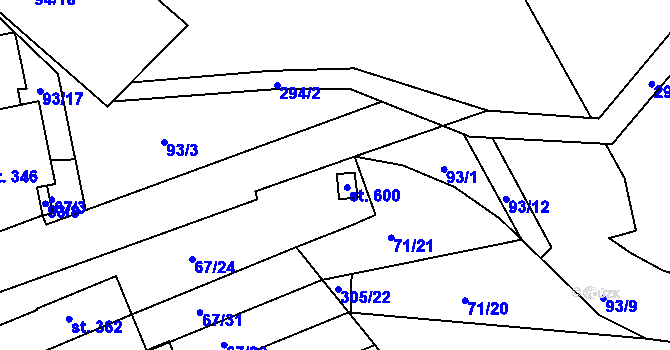 Parcela st. 305/20 v KÚ Staré Hory, Katastrální mapa
