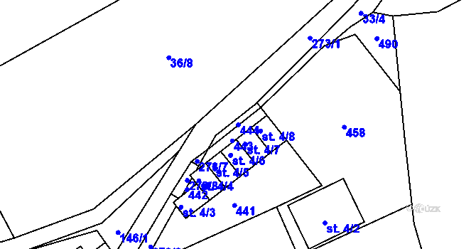 Parcela st. 444 v KÚ Staré Hory, Katastrální mapa
