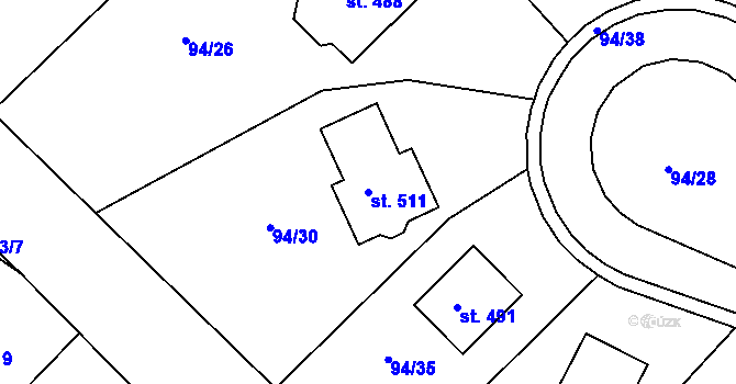 Parcela st. 511 v KÚ Staré Hory, Katastrální mapa