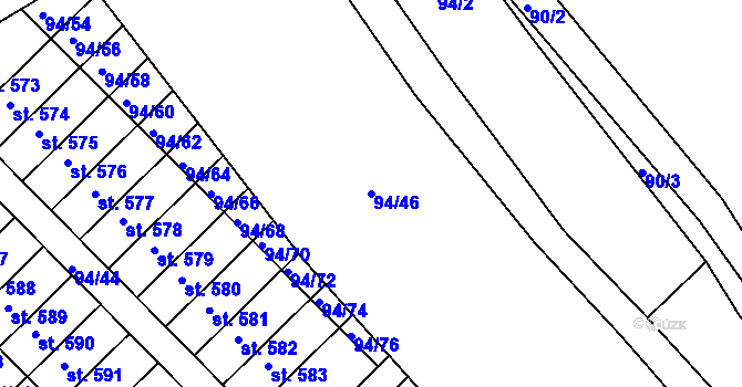 Parcela st. 94/46 v KÚ Staré Hory, Katastrální mapa