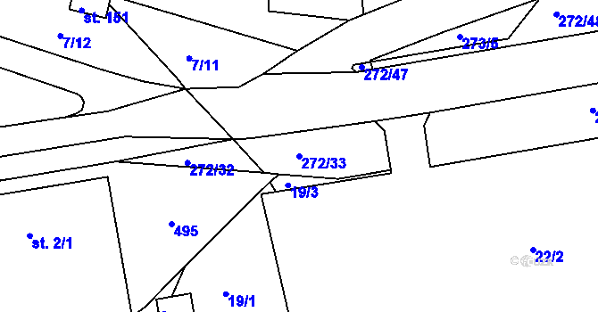 Parcela st. 272/33 v KÚ Staré Hory, Katastrální mapa