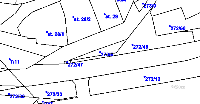 Parcela st. 273/5 v KÚ Staré Hory, Katastrální mapa