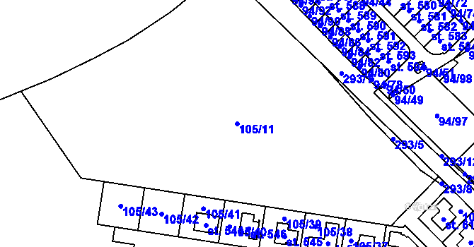 Parcela st. 105/11 v KÚ Staré Hory, Katastrální mapa