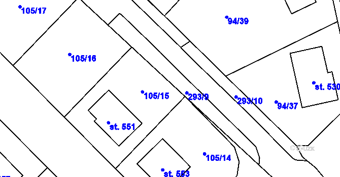 Parcela st. 68/3 v KÚ Staré Hory, Katastrální mapa