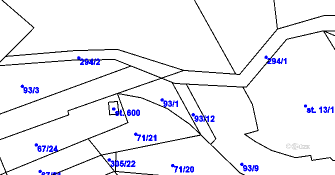 Parcela st. 93/14 v KÚ Staré Hory, Katastrální mapa