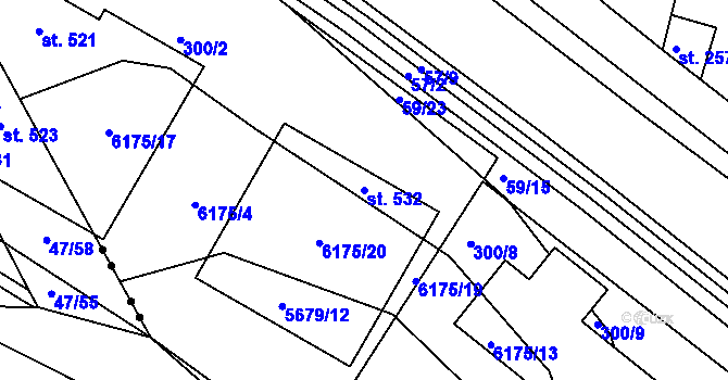 Parcela st. 532 v KÚ Staré Hory, Katastrální mapa