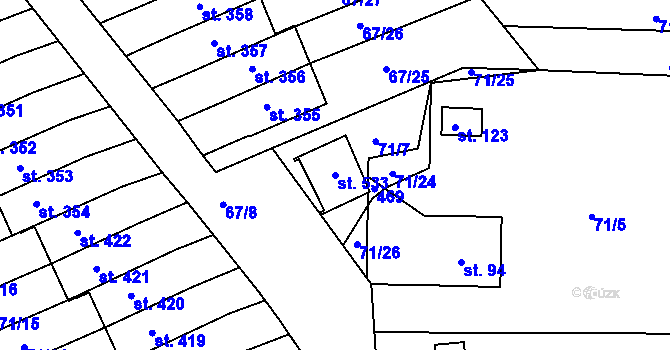 Parcela st. 533 v KÚ Staré Hory, Katastrální mapa
