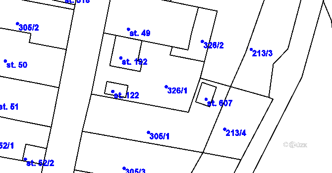 Parcela st. 326/1 v KÚ Staré Hory, Katastrální mapa