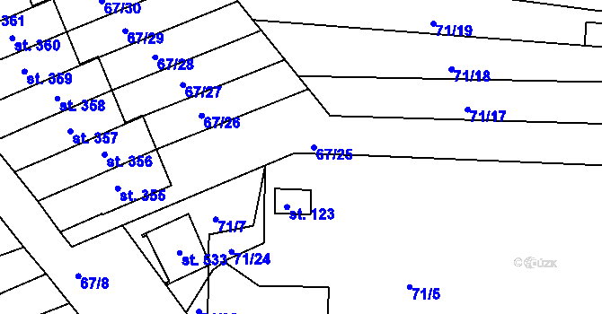 Parcela st. 71/25 v KÚ Staré Hory, Katastrální mapa
