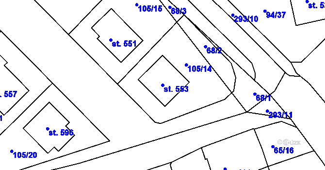 Parcela st. 553 v KÚ Staré Hory, Katastrální mapa