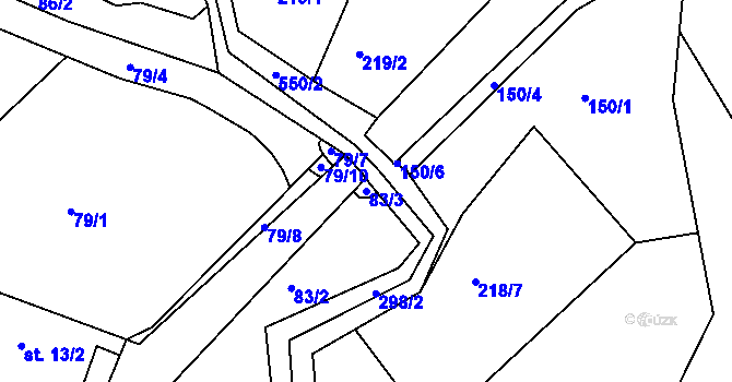 Parcela st. 83/3 v KÚ Staré Hory, Katastrální mapa