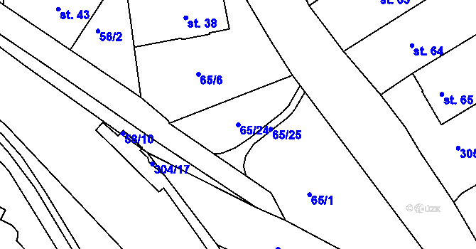 Parcela st. 65/24 v KÚ Staré Hory, Katastrální mapa