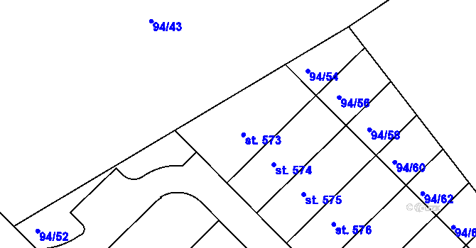 Parcela st. 94/53 v KÚ Staré Hory, Katastrální mapa
