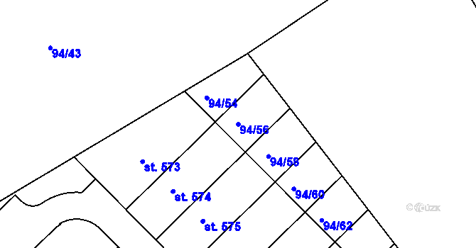 Parcela st. 94/56 v KÚ Staré Hory, Katastrální mapa