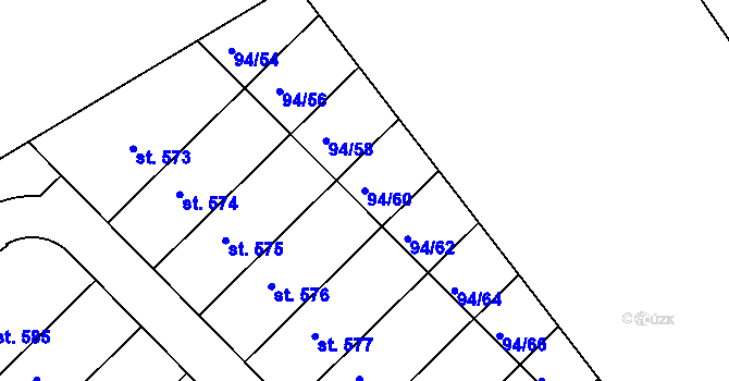 Parcela st. 94/60 v KÚ Staré Hory, Katastrální mapa