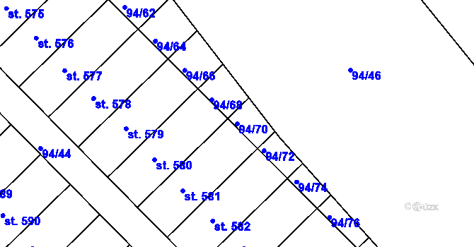 Parcela st. 94/70 v KÚ Staré Hory, Katastrální mapa