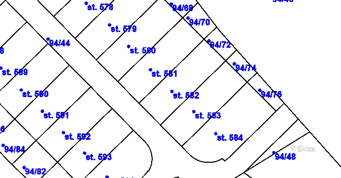 Parcela st. 94/71 v KÚ Staré Hory, Katastrální mapa