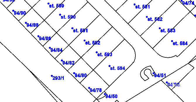 Parcela st. 94/79 v KÚ Staré Hory, Katastrální mapa