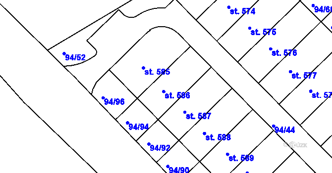 Parcela st. 94/93 v KÚ Staré Hory, Katastrální mapa