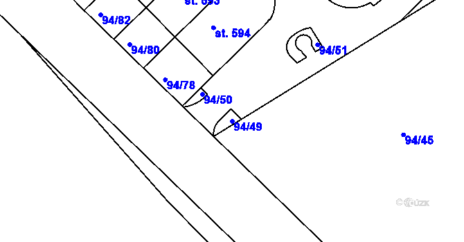 Parcela st. 94/49 v KÚ Staré Hory, Katastrální mapa