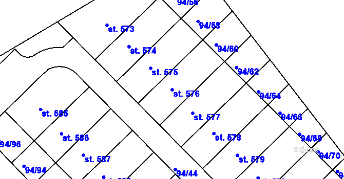 Parcela st. 576 v KÚ Staré Hory, Katastrální mapa