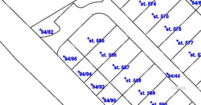 Parcela st. 586 v KÚ Staré Hory, Katastrální mapa