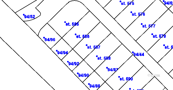 Parcela st. 587 v KÚ Staré Hory, Katastrální mapa