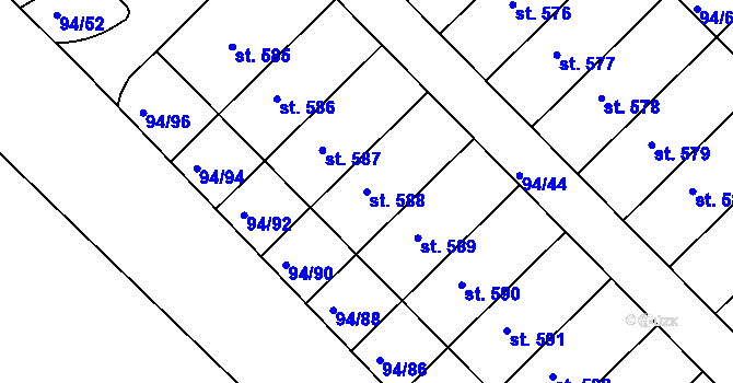 Parcela st. 588 v KÚ Staré Hory, Katastrální mapa
